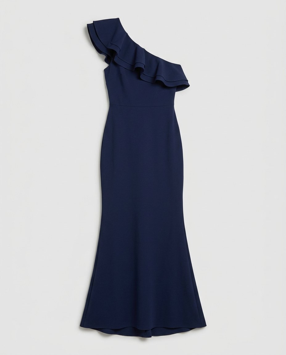 Navy One-Shoulder Gown